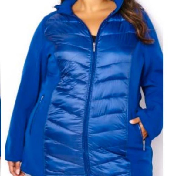 JACKET, SOFT SHELL, BLIZZARD BLUE, SZ 4X, POCKETS, REMOVABLE HOOD, FRONT ZIPPER, - Picture 1 of 6